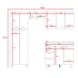 Cocina Ferreti Wengue 220 cm Derecha con Mesón - Cocinas | Bylmo