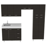 Cocina Ferreti Wengue 220 cm Izquierda con Mesón - Cocinas | Bylmo