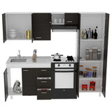 Cocina Ferreti Wengue 220 cm Izquierda con Mesón - Cocinas | Bylmo