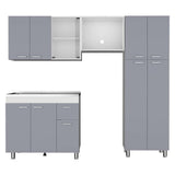 Cocina Ferreti Gris y Blanco 220 cm Izquierda con Mesón - Cocinas | Bylmo