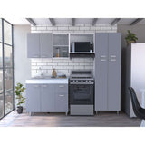 Cocina Ferreti Gris y Blanco 220 cm Izquierda con Mesón - Cocinas | Bylmo