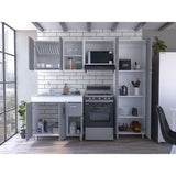 Cocina Ferreti Gris y Blanco 220 cm Izquierda con Mesón - Cocinas | Bylmo
