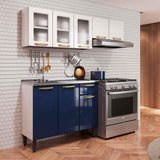 Cocina Integral Colors Blue Navy y Blanco 165 cm Izquierda con Mesón - Cocinas | Bylmo