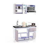 Cocina Integral Ceniza 150x191cm con Meson de Acero Inoxidable y con Pozuelo para lado Izquierda - Cocinas | Bylmo