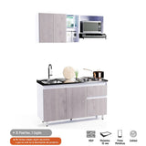 Cocina Integral Ceniza 150x191cm con Meson de Acero Inoxidable y con Pozuelo para lado Izquierda - Cocinas | Bylmo