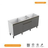 Cocina Integral Santiago Grafito y Blanco 180 cm - Cocinas | Bylmo