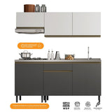 Cocina Integral Santiago Grafito y Blanco 180 cm Derecha con Mesón - Cocinas | Bylmo
