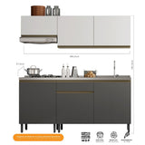 Cocina Integral Santiago Grafito y Blanco 180 cm Derecha con Mesón - Cocinas | Bylmo