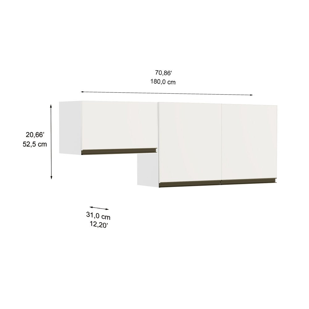 Cocina Integral Santiago Grafito y Blanco 180 cm Derecha con Mesón - Cocinas | Bylmo