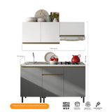 Cocina Integral Santiago Grafito y Blanco 150 cm Izquierda con Mesón - Cocinas | Bylmo