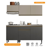Cocina Integral Santiago Grafito y Pecan 180 cm - Cocinas | Bylmo