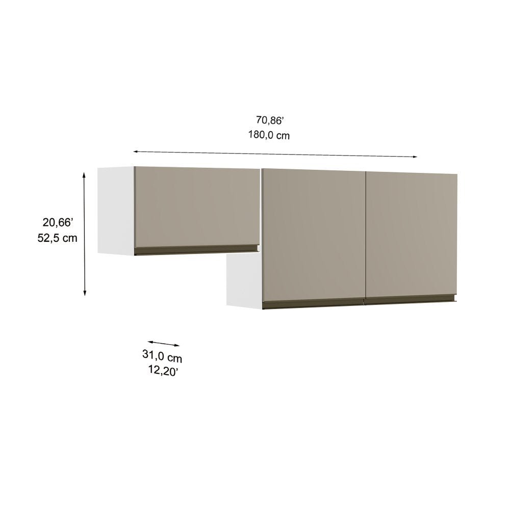 Cocina Integral Santiago Grafito y Pecan 180 cm - Cocinas | Bylmo