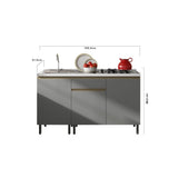 Cocina Integral Santiago Grafito y Pecan 150 cm Izquierda con Mesón - Cocinas | Bylmo