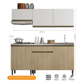Cocina Integral Santiago Macadamia y Blanco 180 cm Derecha con Mesón - Cocinas | Bylmo