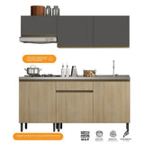 Cocina Integral Santiago Macadamia y Grafito 180 cm Derecha con Mesón - Cocinas | Bylmo