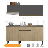 Cocina Integral Santiago Macadamia y Grafito 180 cm Derecha con Mesón - Cocinas | Bylmo