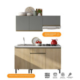 Cocina Integral Santiago Macadamia y Grafito 150 cm Izquierda con Mesón - Cocinas | Bylmo