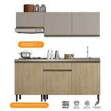 Cocina Integral Santiago Macadamia y Pecan 180 cm Derecha con Mesón - Cocinas | Bylmo