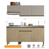 Cocina Integral Santiago Macadamia y Pecan 180 cm Derecha con Mesón - Cocinas | Bylmo