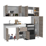 Cocina Lisz Ceniza 220 cm Izquierda con Mesón - Cocinas | Bylmo