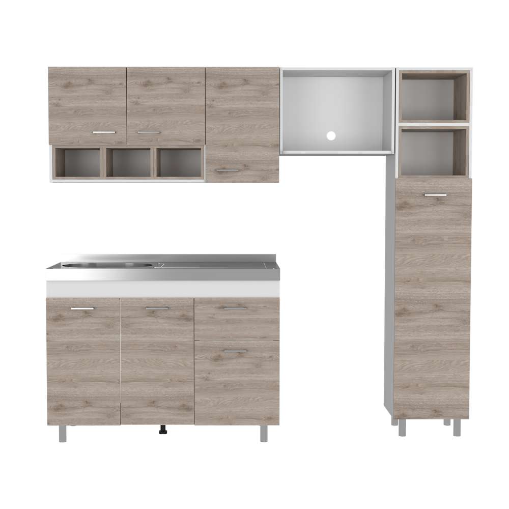 Cocina Lisz Ceniza 220 cm Izquierda con Mesón - Cocinas | Bylmo