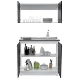 Cocina Nápoles Roble Gris 100 cm Derecha con Mesón - Cocinas | Bylmo