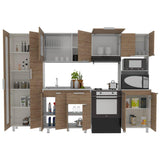 Cocina Samara Blanco y Miel 205x60cm con Mesón de Acero Inoxidable Lado Izquierdo y sin Estufa - Cocinas | Bylmo