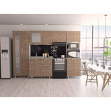 Cocina Samara Blanco y Miel 205x60cm con Mesón de Acero Inoxidable Lado Izquierdo y sin Estufa - Cocinas | Bylmo