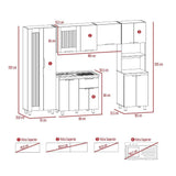 Cocina Samara Blanco y Miel 205x60cm con Mesón de Acero Inoxidable Lado Izquierdo y sin Estufa - Cocinas | Bylmo