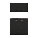 Cocina Zurich Wengue 100 cm Mueble Superior y Mueble Inferior con Mesón y Patas Métalicas - Cocinas | Bylmo