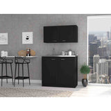Cocina Zurich Wengue 100 cm Mueble Superior y Mueble Inferior con Mesón y Patas Métalicas - Cocinas | Bylmo