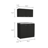 Cocina Zurich Wengue 100 cm Mueble Superior y Mueble Inferior con Mesón y Patas Métalicas - Cocinas | Bylmo