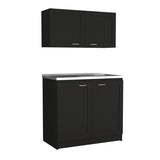 Cocina Zurich Wengue 100 cm Mueble Superior y Mueble Inferior con Mesón y Patas Métalicas - Cocinas | Bylmo