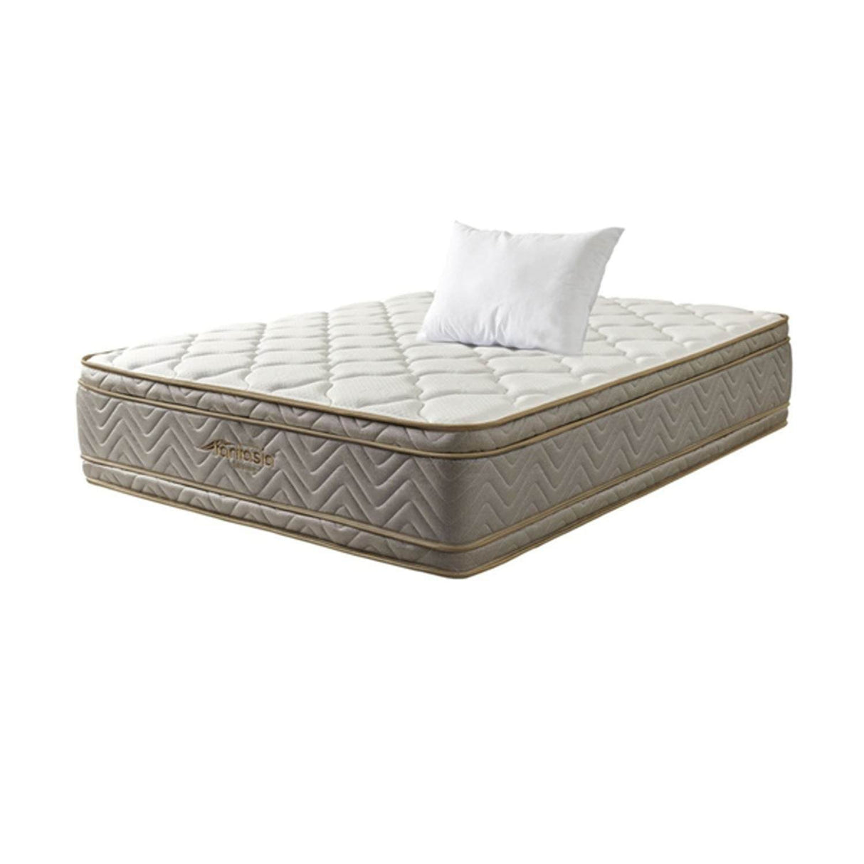 Combo Base Cama y Colchón Optims Beige y Plata Semidoble 120 cm con Una Almohada y Protector - Combos Habitacion | Bylmo