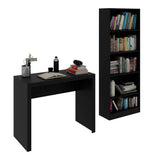 Combo Escritorio y Biblioteca Montecarlo Negro 90 cm con Entrepaños - Escritorios y Archivadores | Bylmo