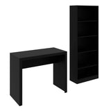 Combo Escritorio y Biblioteca Montecarlo Negro 90 cm con Entrepaños - Escritorios y Archivadores | Bylmo