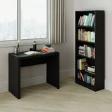 Combo Escritorio y Biblioteca Montecarlo Negro 90 cm con Entrepaños - Escritorios y Archivadores | Bylmo