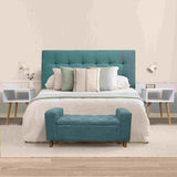 Combo Cabecero Room Verde Menta Doble 140 cm Rectangular con Banqueta Baúl y 2 Mesas de Noche Cuadradas - Combos Habitacion | Bylmo