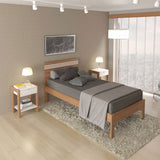 Combo Cama y Mesas de Noche Kaia Sencilla 90 cm Almendra y Blanco - Camas | Bylmo