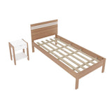 Combo Cama y Mesa de Noche Kaia Sencilla 90 cm Almendra y Blanco - Camas | Bylmo