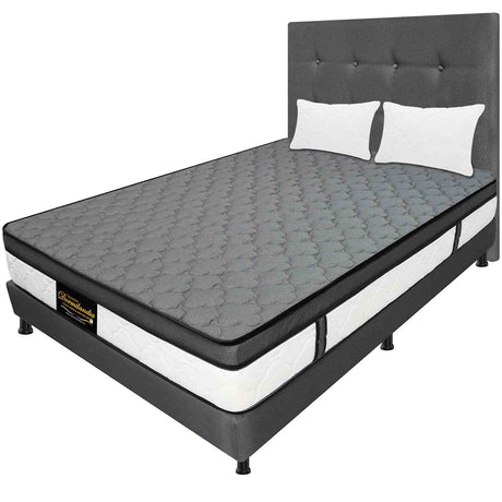 Combo Colchón y Base Cama Dublín Gris Doble 140 X 190 Cm Medio Firme Ortopedico e Hipoalergénico - Combos Habitacion | Bylmo