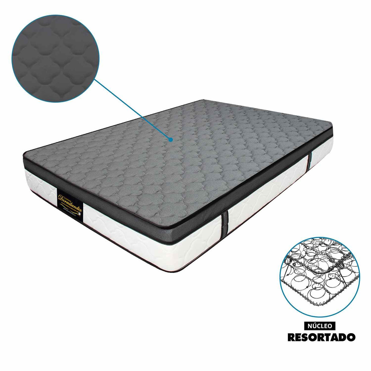 Combo Colchón y Base Cama Dublín Gris Doble 140 X 190 Cm Medio Firme Ortopedico e Hipoalergénico - Combos Habitacion | Bylmo
