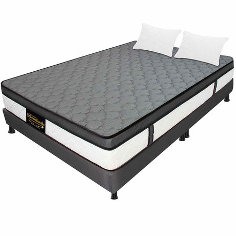 Combo Colchón y Base Cama Dublín Gris Queen 160 X 190 Cm Medio Firme Ortopedico e Hipoalergénico - Combos Habitacion | Bylmo