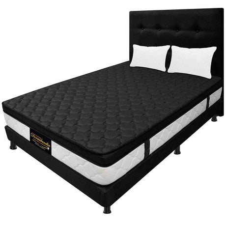 Combo Colchón y Base Cama Dublín Negro Doble 140 X 190 Cm Medio Firme Ortopedico e Hipoalergénico - Combos Habitacion | Bylmo