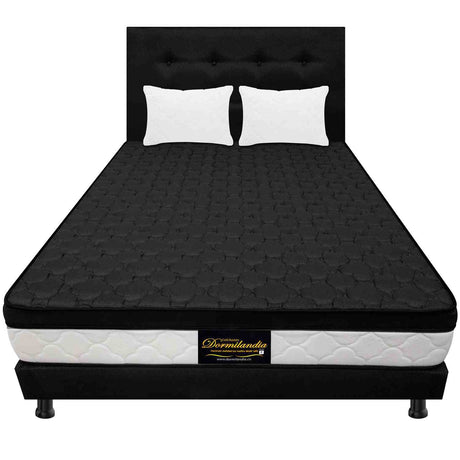 Combo Colchón y Base Cama Dublín Negro Doble 140 X 190 Cm Medio Firme Ortopedico e Hipoalergénico - Combos Habitacion | Bylmo
