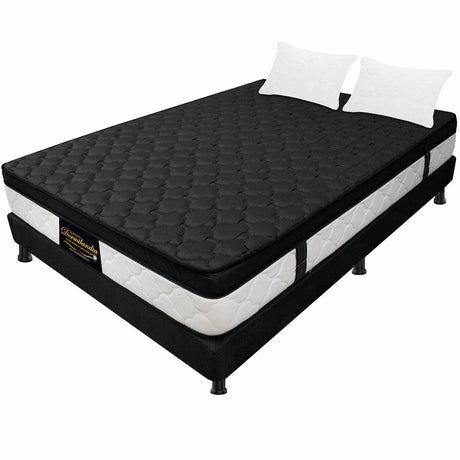 Combo Colchón y Base Cama Dublín Negro Doble 140 X 190 Cm Medio Firme Ortopedico e Hipoalergénico - Combos Habitacion | Bylmo