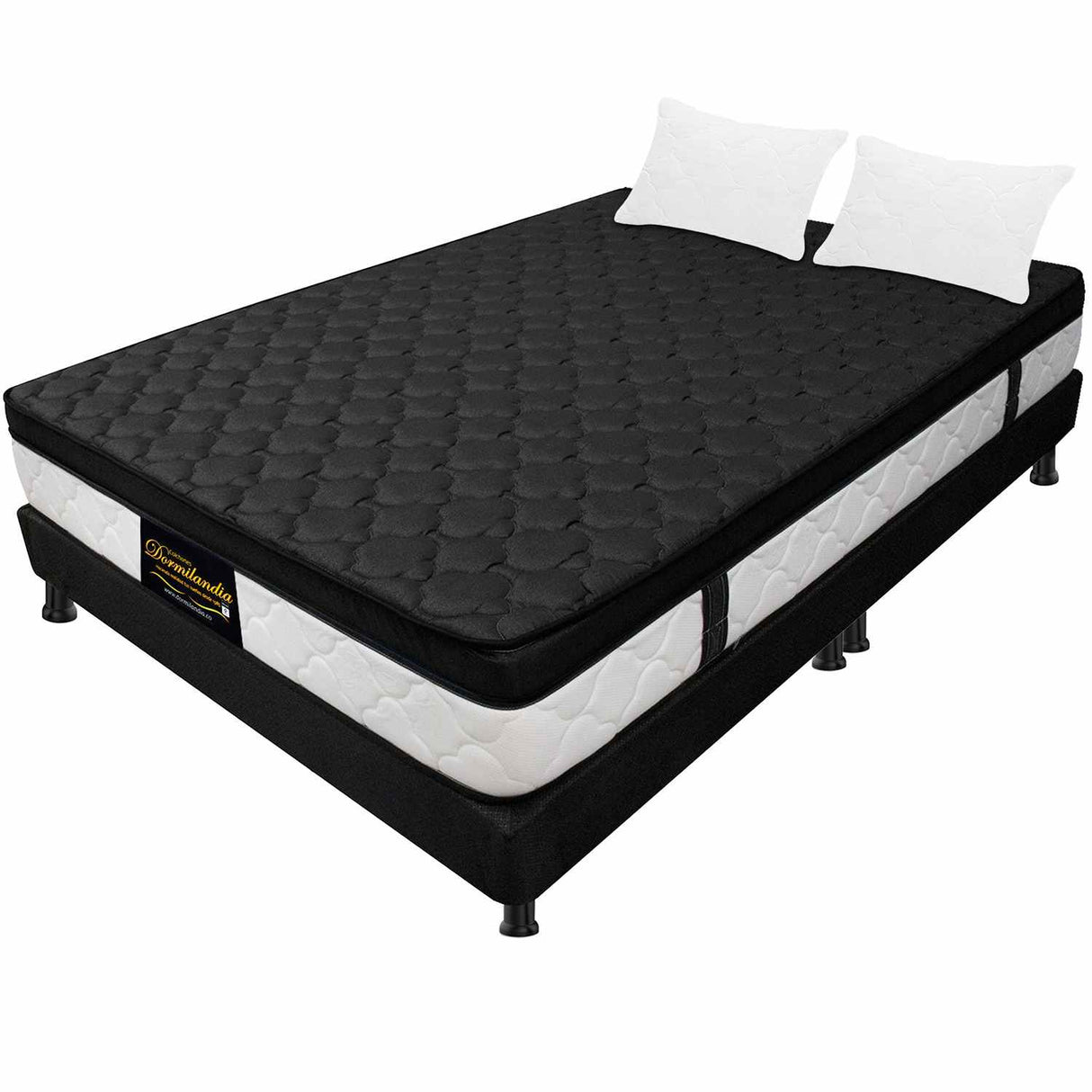 Combo Colchón y Base Cama Dublín Negro Queen 160 X 190 Cm Medio Firme Ortopedico e Hipoalergénico - Combos Habitacion | Bylmo