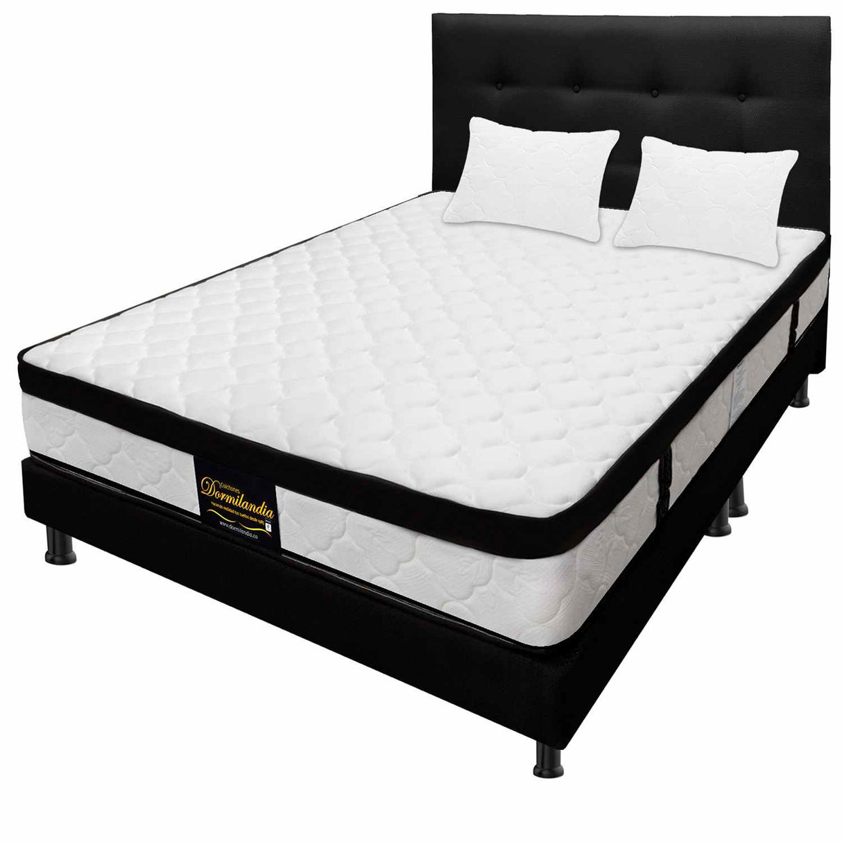 Combo Colchón y Base Cama Versalles Negro Queen 160 X 190 Cm Medio Firme Ortopedico e Hipoalergénico - Combos Habitacion | Bylmo
