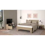 Combo Cama, Mesas de Noche y Rack para TV Doble 140 cm Rovere - Camas | Bylmo