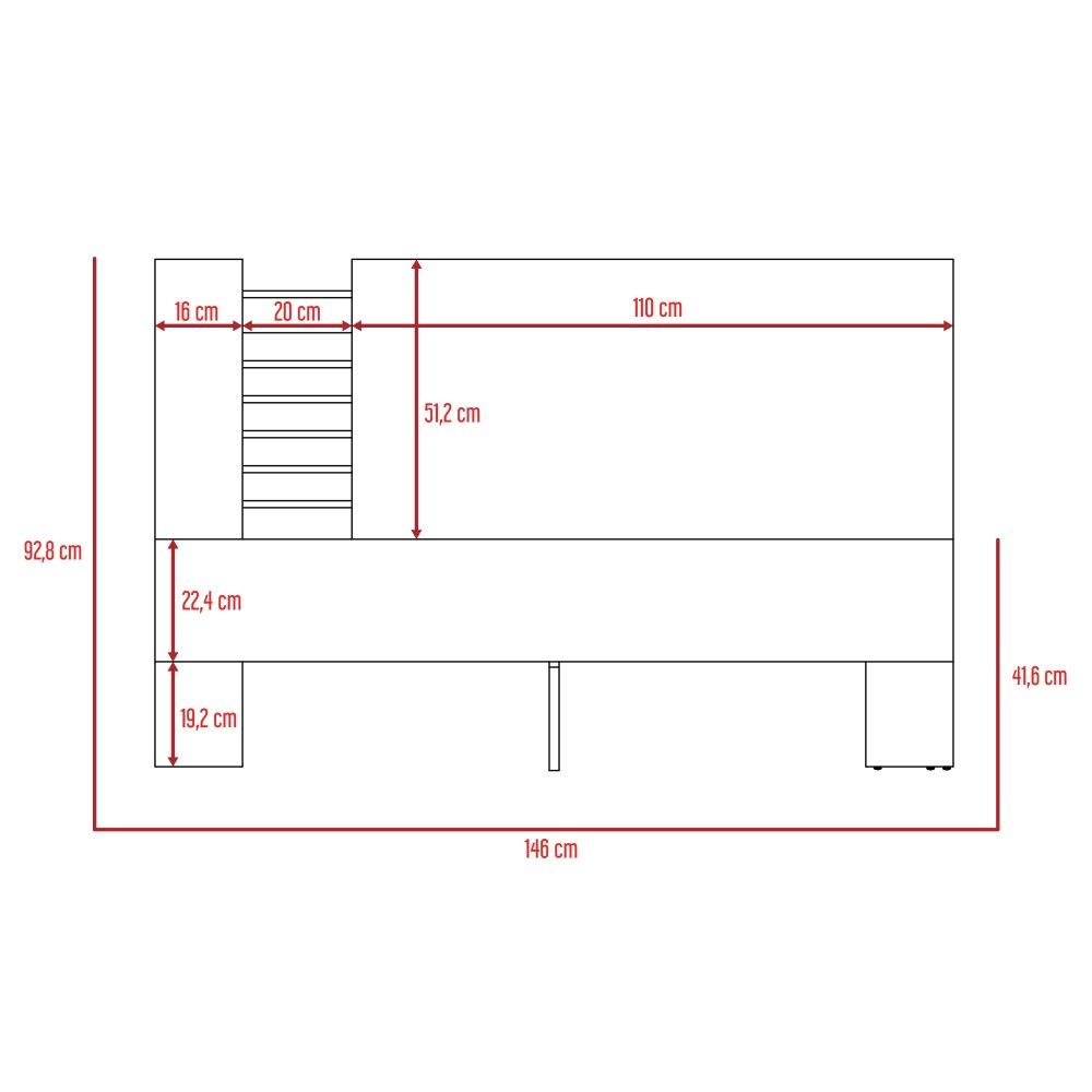 Combo Cama, Mesas de Noche y Rack para TV Doble 140 cm Rovere - Camas | Bylmo